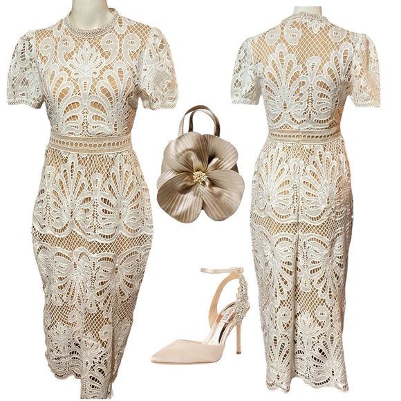 Bluivy White Midi Dress with Elegant Design Size S - Picture 1 of 10